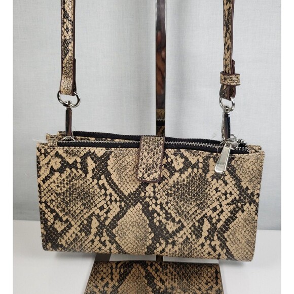 Carlos Santana Tan Gray Snakeskin Purse Crossbody Bag Buckle Strap New With Tags - Picture 2 of 16